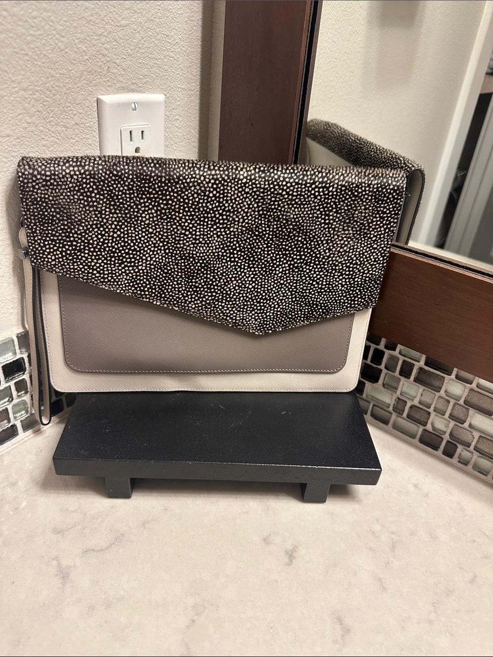 Botkier Two-Tone Gray & Black Textured Clutch